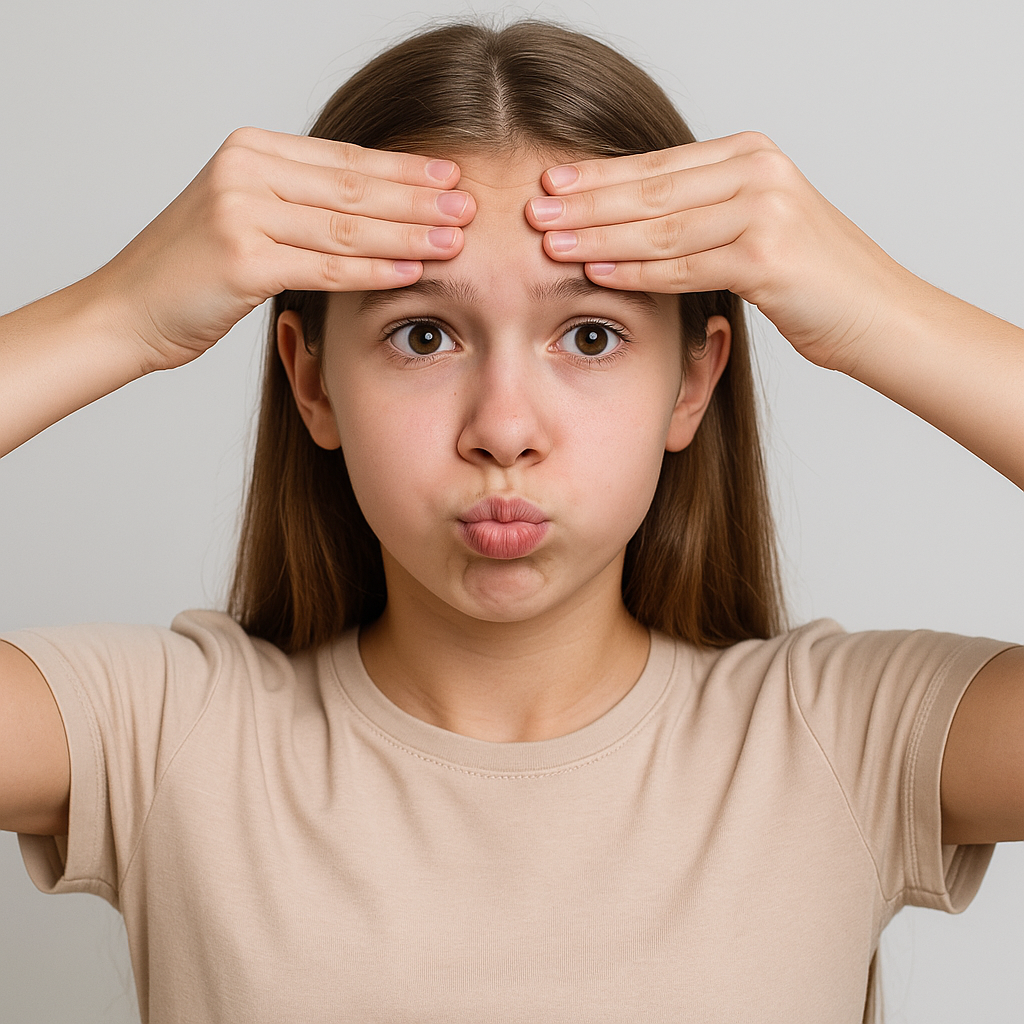 Động tác làm phẳng trán giúp giảm nếp nhăn và nâng cơ mặt tự nhiên