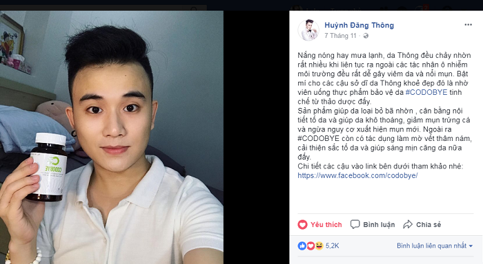 Dòng chia sẻ về viên uống trị mụn của Đăng Thông